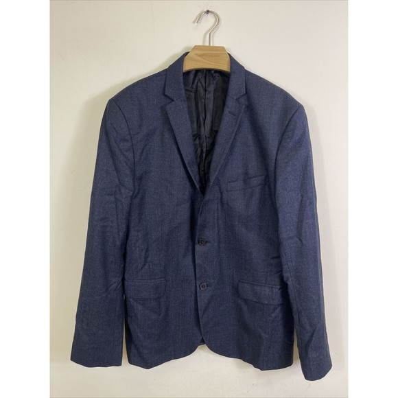 H&M Suits & Blazers Hm Mens 44r Blue Blazer Elbow Patch Slim Fit